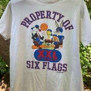 Vintage 1995 Single Stitch Looney Tunes Six Flags T-Shirt Men’s Medium White